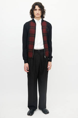 Alexander McQueen Black & Red Wool Plaid Front Jacket