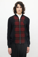 Alexander McQueen Black & Red Wool Plaid Front Jacket