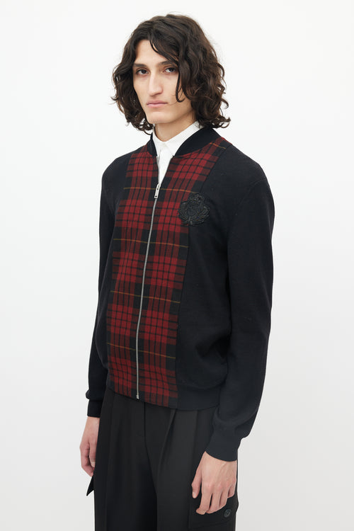 Alexander McQueen Black & Red Wool Plaid Front Jacket
