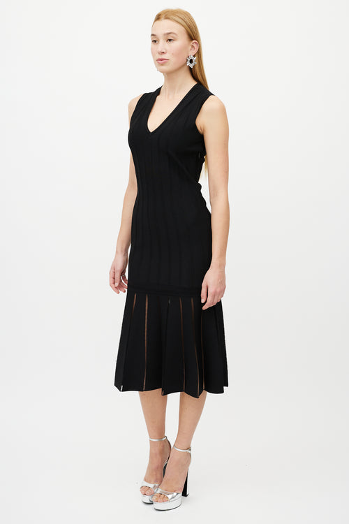 Alexander McQueen Black Ribbed Knit Dress