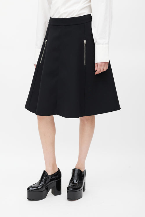 MCQ Black Ruffled Zip Pocket Skirt