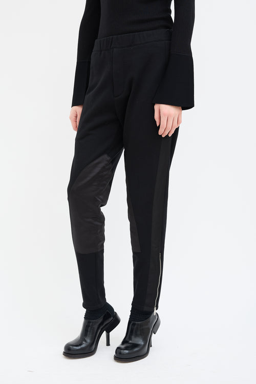 Alexander McQueen Black Satin Paneled Jogger