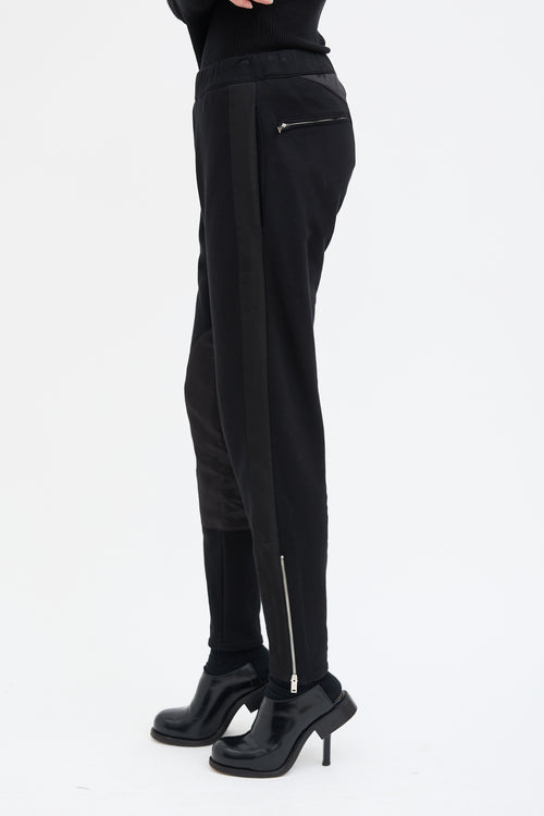 Alexander McQueen Black Satin Paneled Jogger