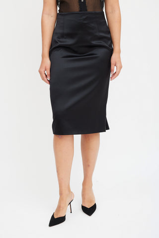 Alexander McQueen Black Silk Ruffled Skirt