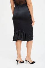 Alexander McQueen Black Silk Ruffled Skirt