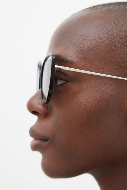 Alexander McQueen Black & Silver AM0177S Sunglasses
