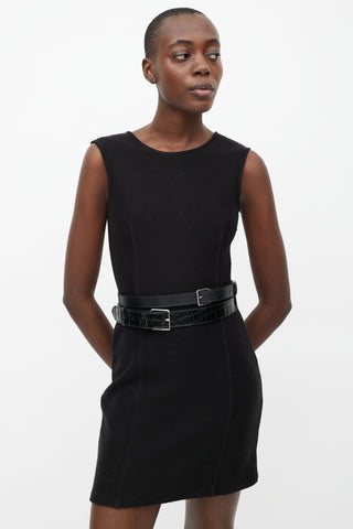 Alexander McQueen Black Smooth & Embossed Leather Wrap Belt