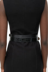 Alexander McQueen Black Smooth & Embossed Leather Wrap Belt