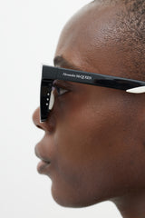 Alexander McQueen Black & White AM0295 Wayfarer Sunglasses