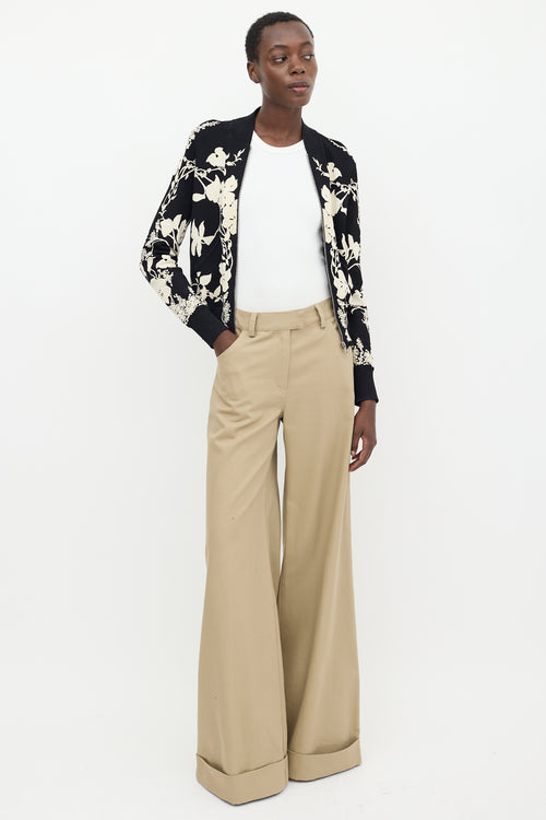 Alexander McQueen Black & White Floral Bomber Jacket