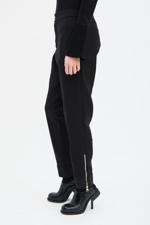 Alexander McQueen Black Wool Blend Tapered Riding Pant