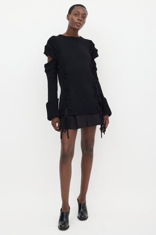 Alexander McQueen Black Wool Knit Cut Out Sweater