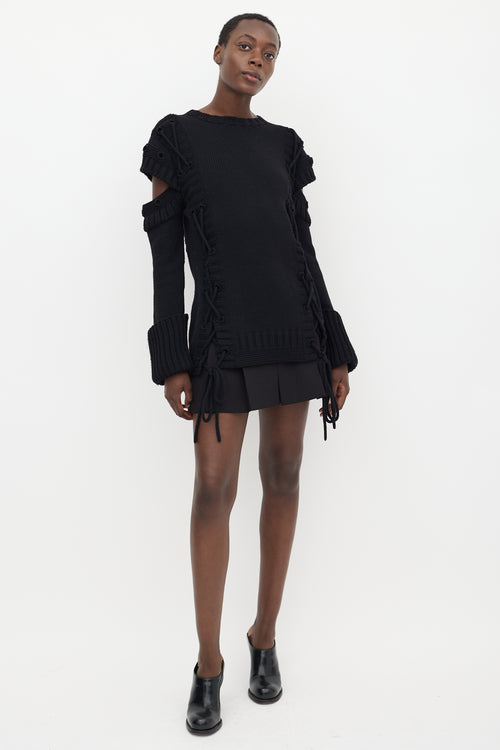 Alexander McQueen Black Wool Knit Cut Out Sweater