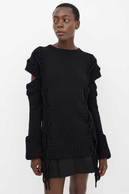 Alexander McQueen Black Wool Knit Cut Out Sweater