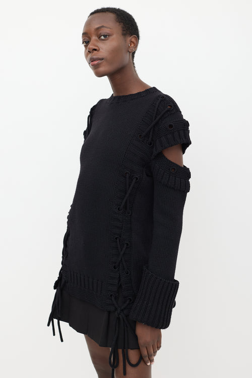 Alexander McQueen Black Wool Knit Cut Out Sweater