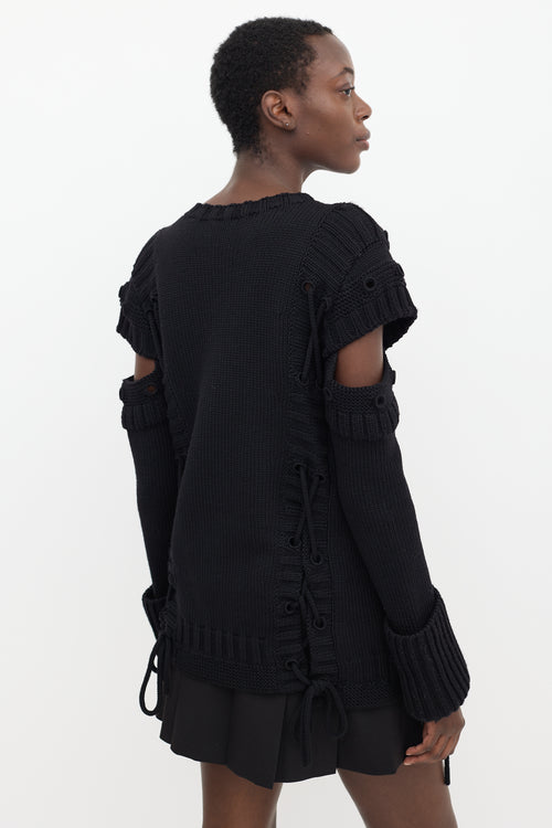 Alexander McQueen Black Wool Knit Cut Out Sweater