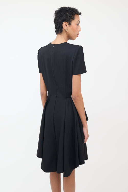 Alexander McQueen Black Wool Tiered Short Sleeve Dress