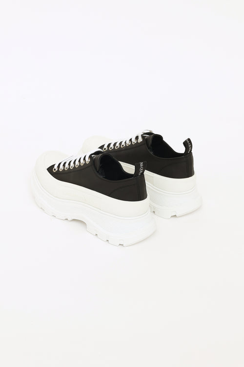 Alexander McQueen Black Leather Treaded Sneakers