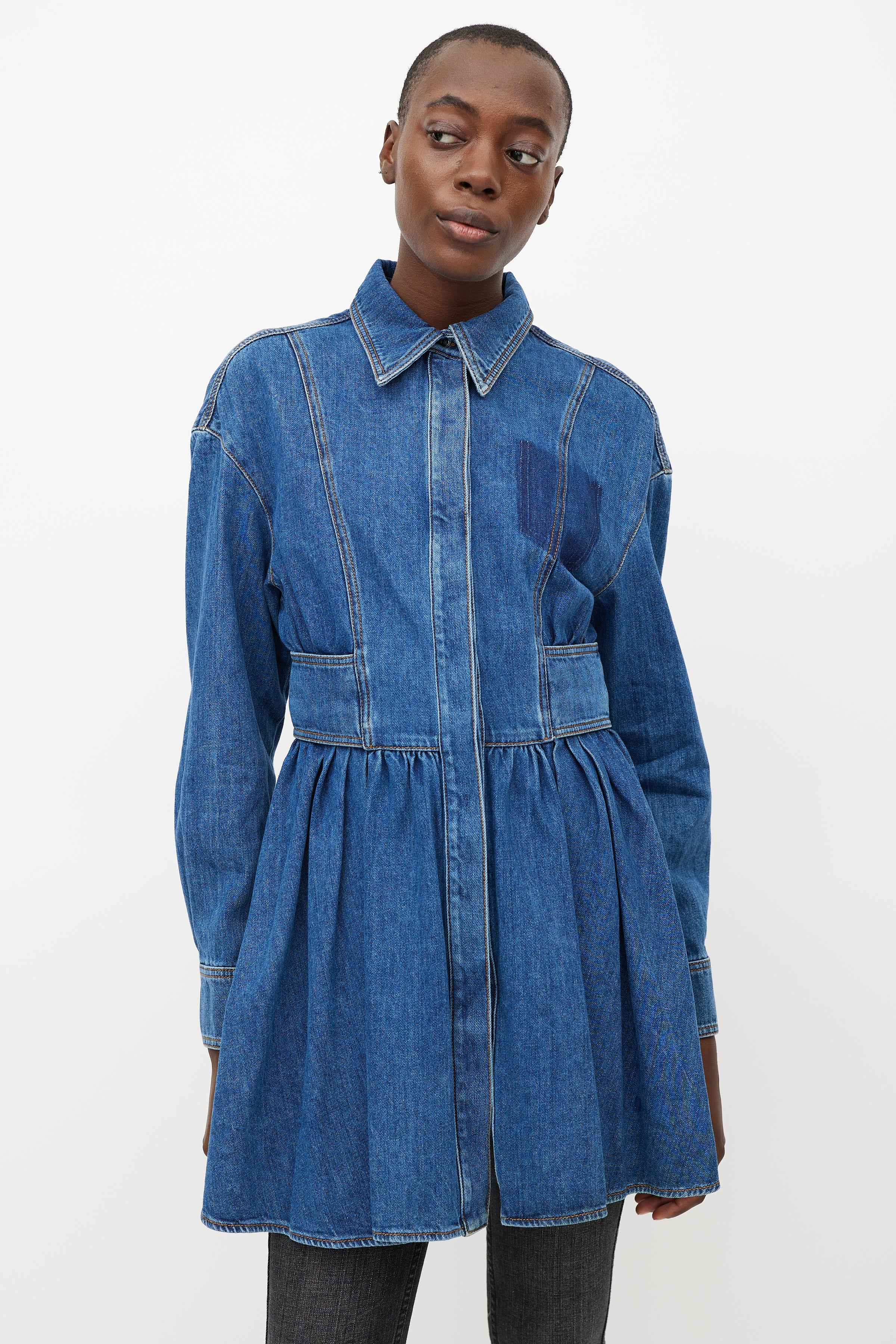 McQueen // Blue Ruffled Denim Dress – VSP Consignment McQueen // Blue Ruffled Denim Dress – VSP Consignment