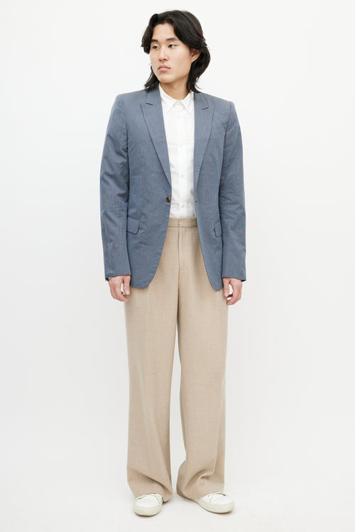 Alexander McQueen Blue & White Pinstripe Blazer