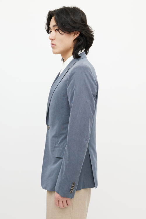 Alexander McQueen Blue & White Pinstripe Blazer