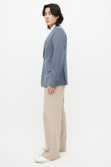 Alexander McQueen Blue & White Pinstripe Blazer