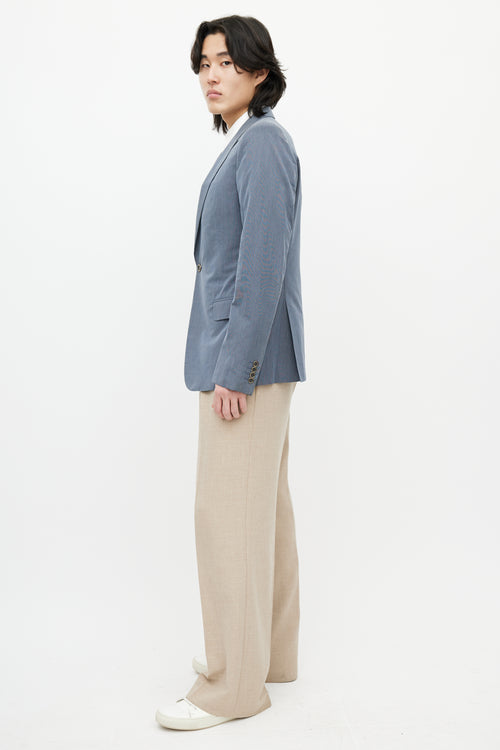 Alexander McQueen Blue & White Pinstripe Blazer