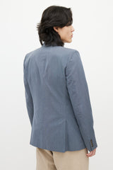 Alexander McQueen Blue & White Pinstripe Blazer