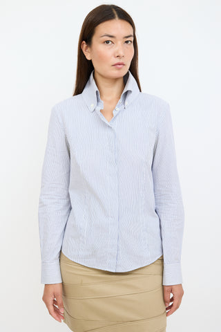 McQ Blue & White Striped Shirt