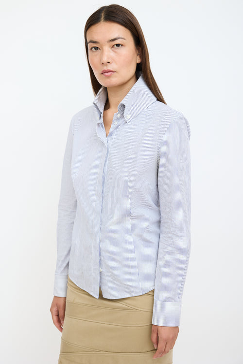 McQ Blue & White Striped Shirt