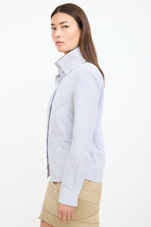 McQ Blue & White Striped Shirt