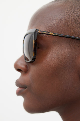 Alexander McQueen Brown Rectangular AMQ133/S Sunglasses
