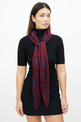 Alexander McQueen Burgundy & Blue Silk Skull Scarf