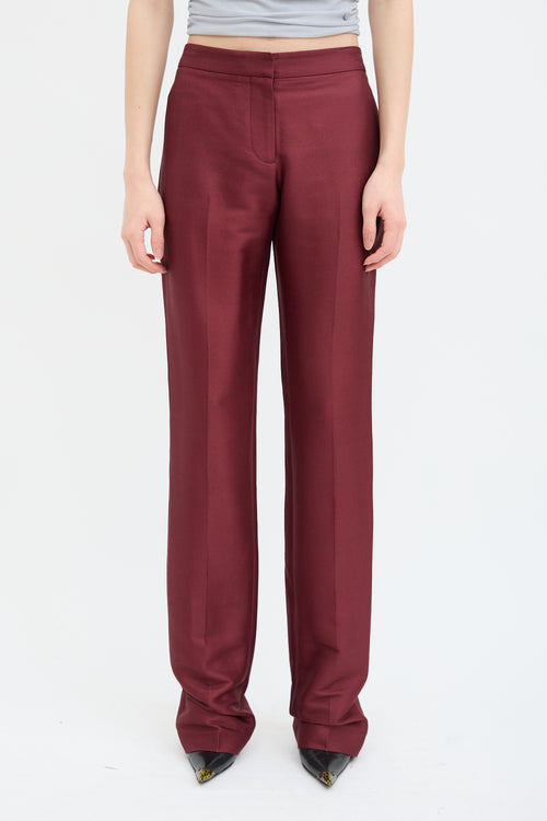 Alexander McQueen Burgundy Wool & Silk Blend Trouser