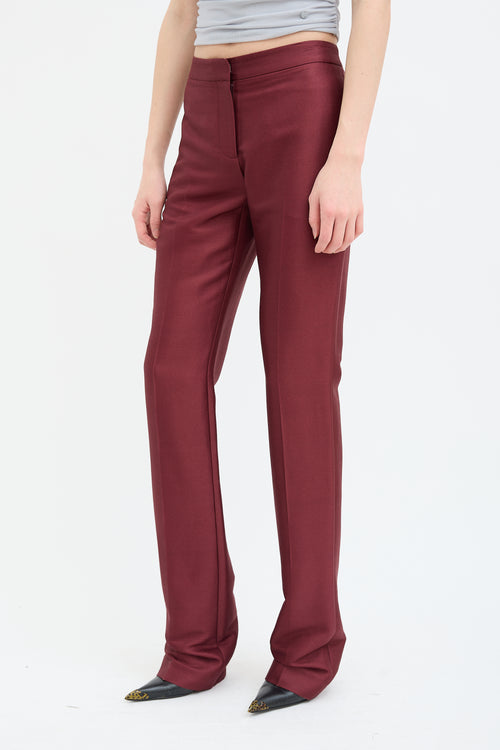 Alexander McQueen Burgundy Wool & Silk Blend Trouser