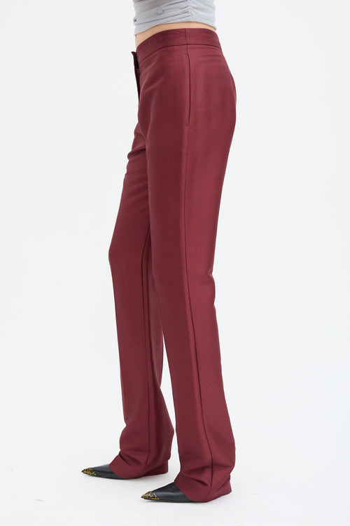 Alexander McQueen Burgundy Wool & Silk Blend Trouser