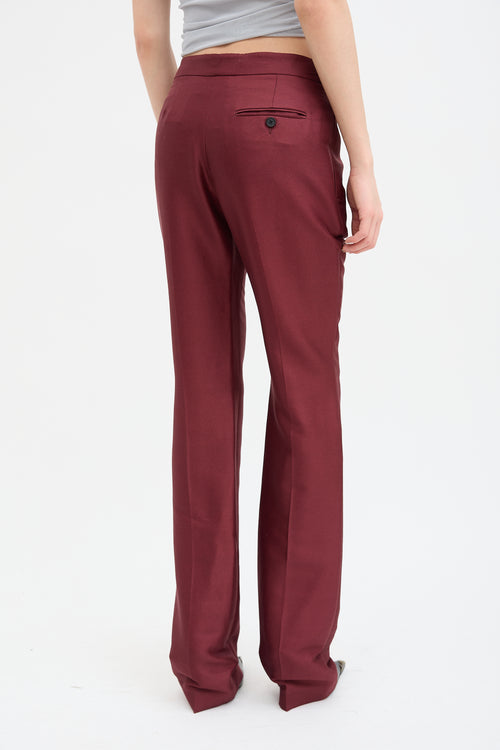 Alexander McQueen Burgundy Wool & Silk Blend Trouser