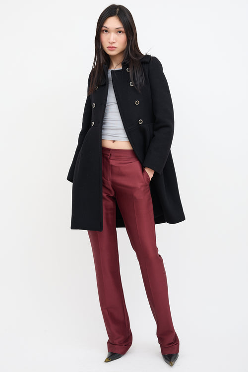 Alexander McQueen Burgundy Wool & Silk Blend Trouser