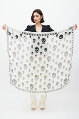Alexander McQueen Cream & Black Silk Skull Print Scarf