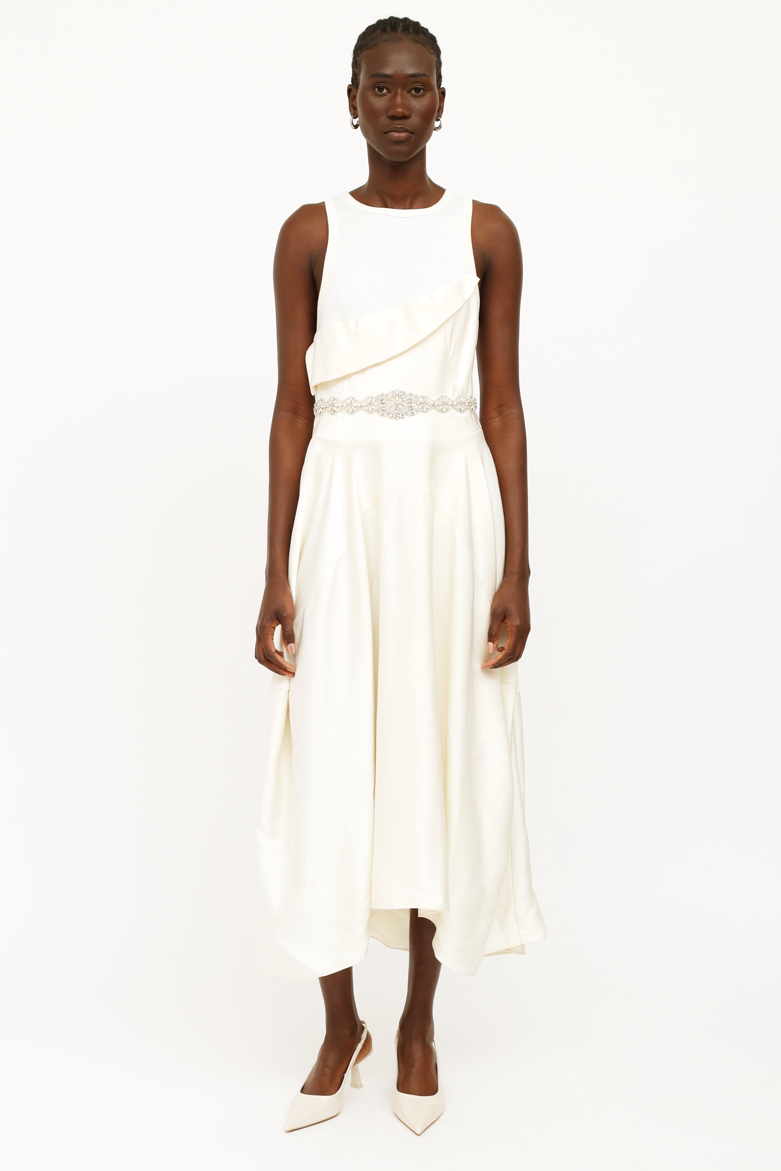 alexander mcqueen beige dress McQueen Asymmetric Gathered Mini Dress - Brown - Women