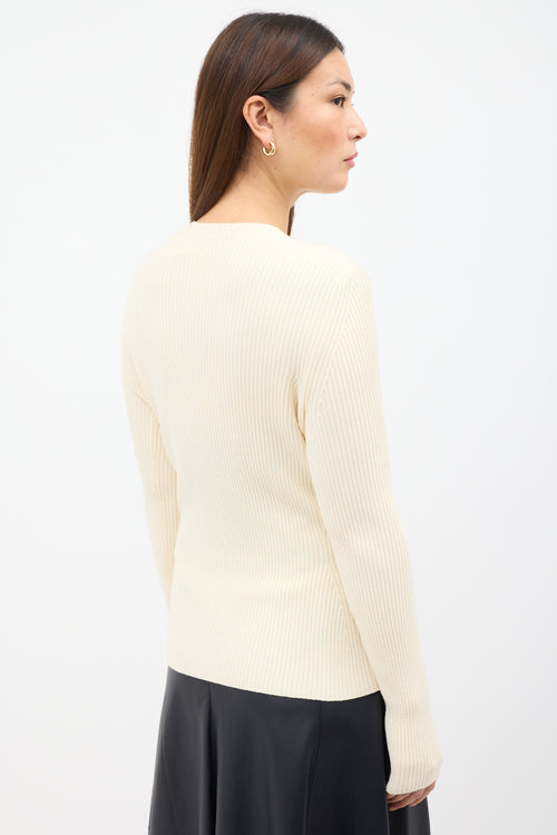 Alexander McQueen Cream Silk & Wool Lace Up Sweater