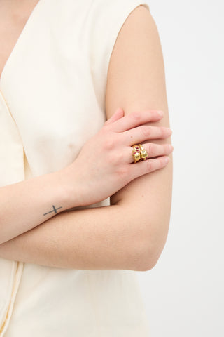 Alexander McQueen Crystal Double Skull Wrap Ring