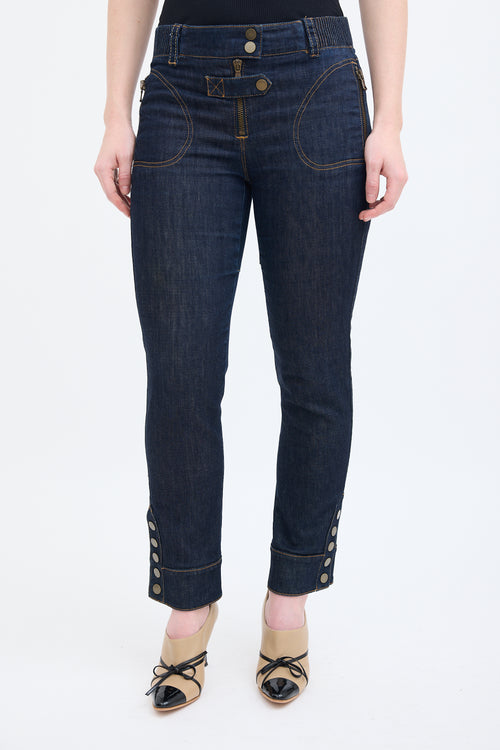 Alexander McQueen Dark Wash Buttoned Cuff Jeans