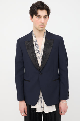 Alexander McQueen Embroidered Floral Lapel Blazer