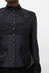 Alexander McQueen FW 2002 Black Silk Patchwork Corseted Jacket