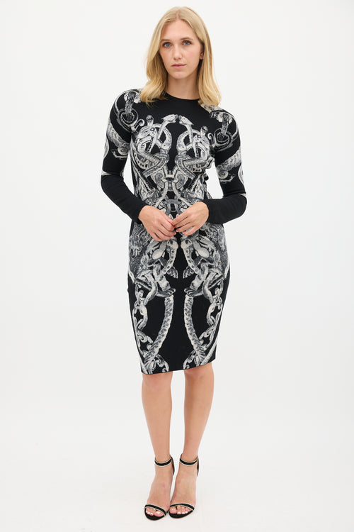 Alexander McQueen FW 2010 Black & White Knit Graphic Dress