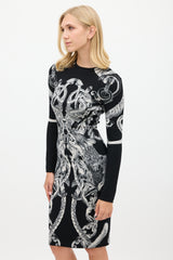 Alexander McQueen FW 2010 Black & White Knit Graphic Dress