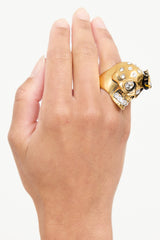 Alexander McQueen Gold Crystal Skull Ring