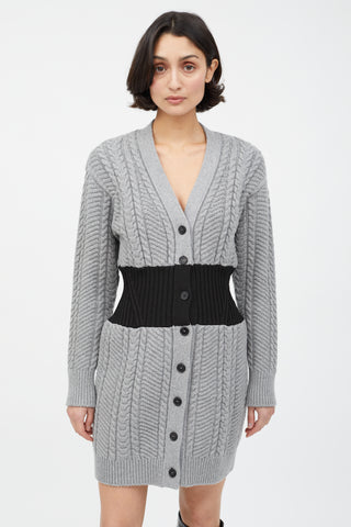 Alexander McQueen Grey & Black Cable Knit Sweater Dress