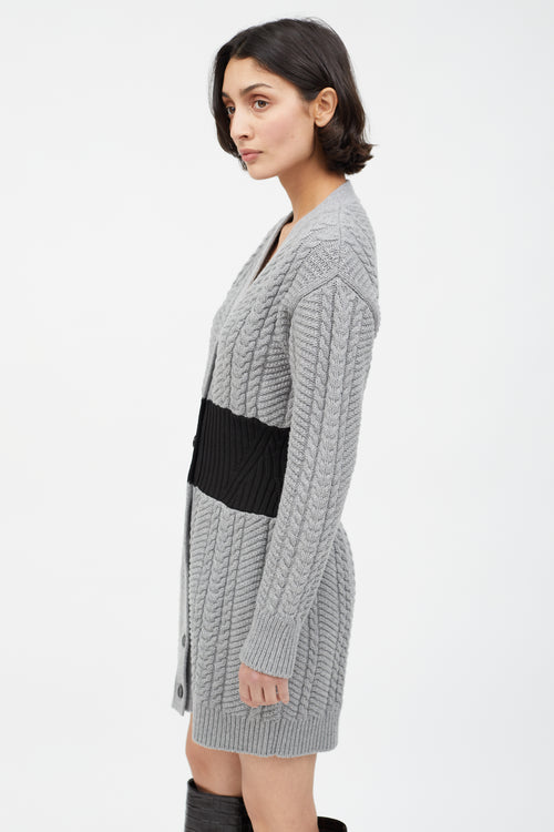 Alexander McQueen Grey & Black Cable Knit Sweater Dress